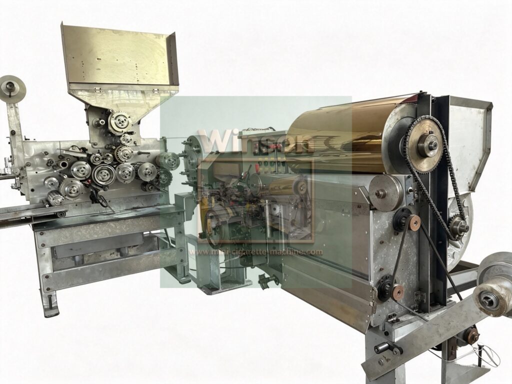 Low speed BABY mini mark Cigarette Making Machine from the origin manufacturer to make high quality cigarette with reasonable price , easy to running ,simple structure .